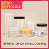10/30/50pcs 100/120/150/180g Food Storage Jar Clear PET Case 30/50/60g Plastic Powder Cans Cream Tavel Pot 200/250g 23080901JS