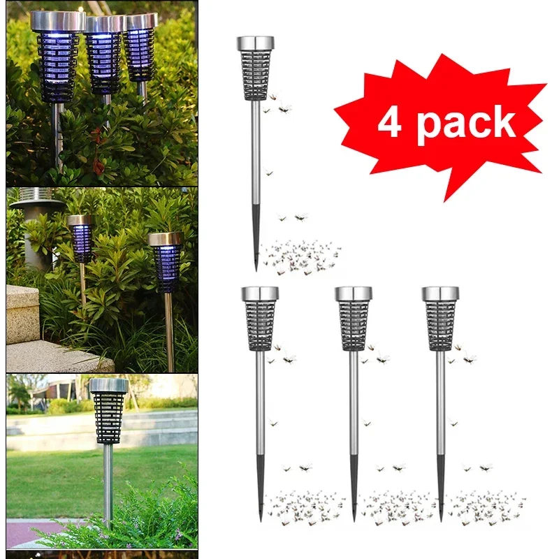 Solar Bug Zapper Impermeabile Mosquito Zapper Outdoor Led Light Fly Zapper Mosquito Killer Lighting Lamp Per Patio Garden Pathway