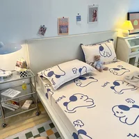 3 pcs Fitted Sheet Set with Pillowcase Child Bedding Set Fitted Bed Sheet and Pillowcase Single Queen Size Double Mattress Cover 5
