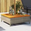 Parasol Base Cover and Coffee Table, Gray PE Rattan with Acacia Wood Top, Durable and Stylish 27.6" x 27.6" x 9.8" 1