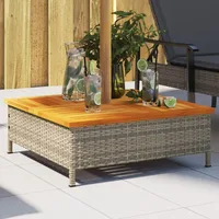 Parasol Base Cover and Coffee Table, Gray PE Rattan with Acacia Wood Top, Durable and Stylish 27.6" x 27.6" x 9.8" 1