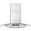 30 in. Wall Mount Range Hood with 380 CFM, Curved Glass, Ducted Convertible Ductless (additional filters needed, not included) 1