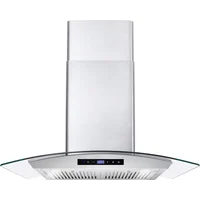 30 in. Wall Mount Range Hood with 380 CFM, Curved Glass, Ducted Convertible Ductless (additional filters needed, not included) 1
