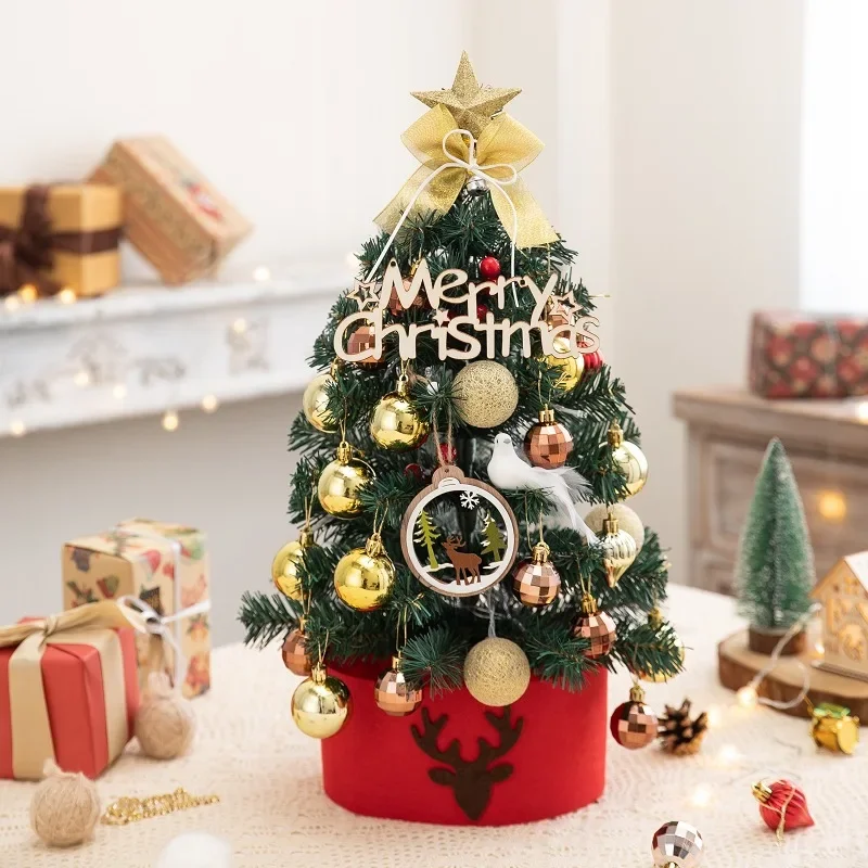 thumbnail image 1 of Árbol de Navidad de mesa con kit de decoración, adorno de bola roja y blanca y caja de regalo, mini árbol de Navidad con copos de nieve para decoración de mesa, 1 of 5