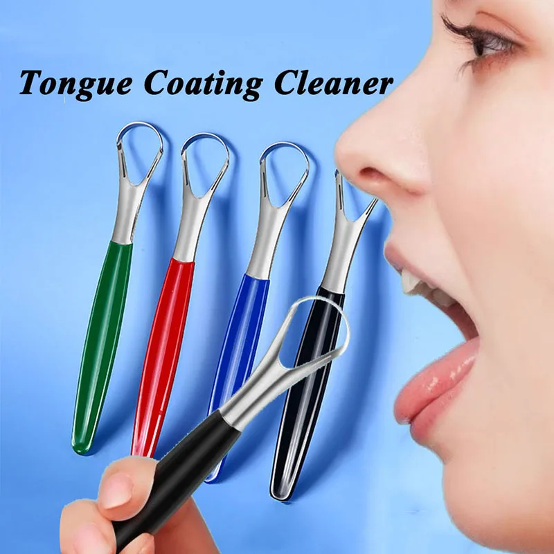 MetalTongueScraperWithColorHandleStainlessSteelTongueCleanerForOralHygieneStainless