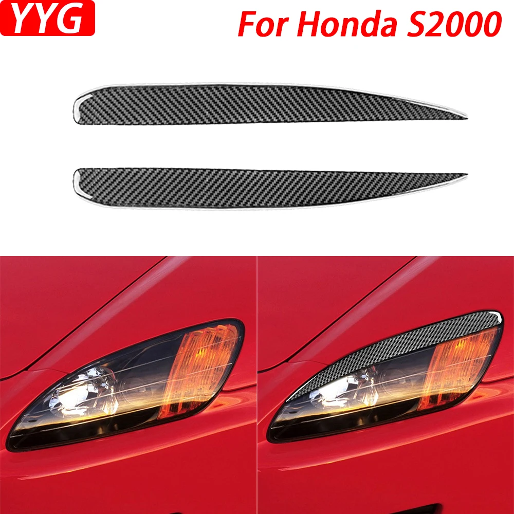 Per Honda S2000 2000-2009 Vera Fibra Di Carbonio Faro Anteriore Palpebra Sopracciglio Copertura Trim Car Styling Decorazione Accessori Sticker