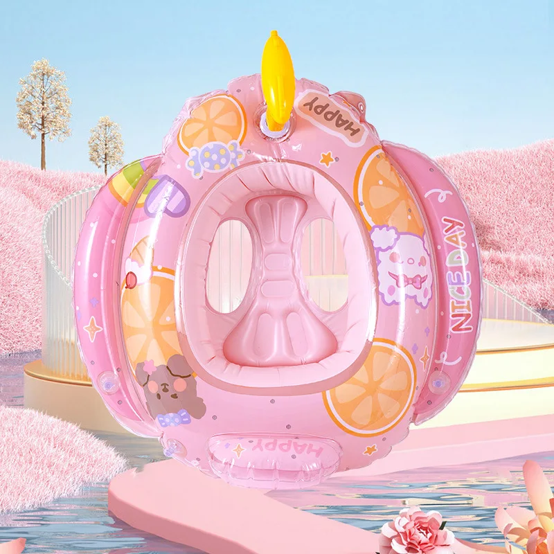 Inflatable Baby Swim Ring Seat Floating Sun Shade Toddler Swim Circle Outdoor Swimming Pool Bathtub Beach Party Summer Water Toy 6