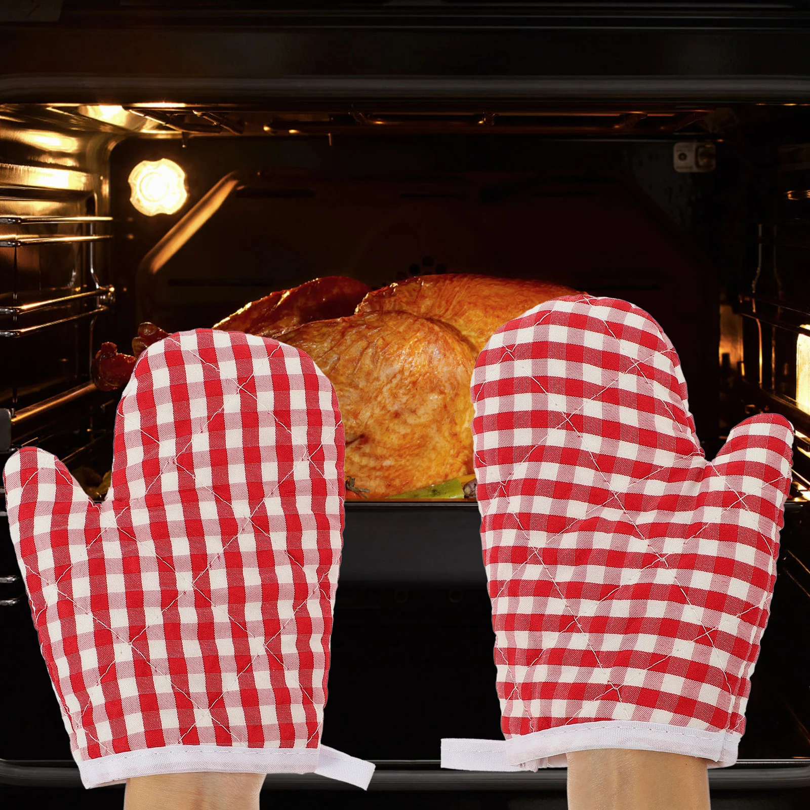 

4Pcs Oven Gloves Insulation Gloves Microwave Oven Mitts Anti-scald Gloves Baking Gloves