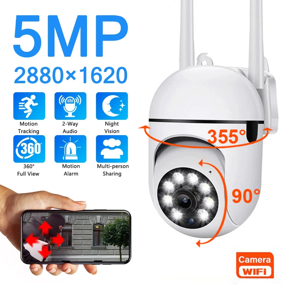 5G WiFi Surveillance Cameras 5MP IP Camera  HD 1080P IR Full Color Night Vision Security Protection Motion CCTV Outdoor Camera