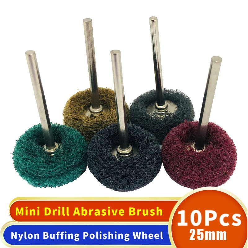 10pcs Mini Drill Abrasive Brush Nylon Buffing Polishing Wheel with 3mm Shank for Dremel Rotary Tool Accessories Set | Инструменты