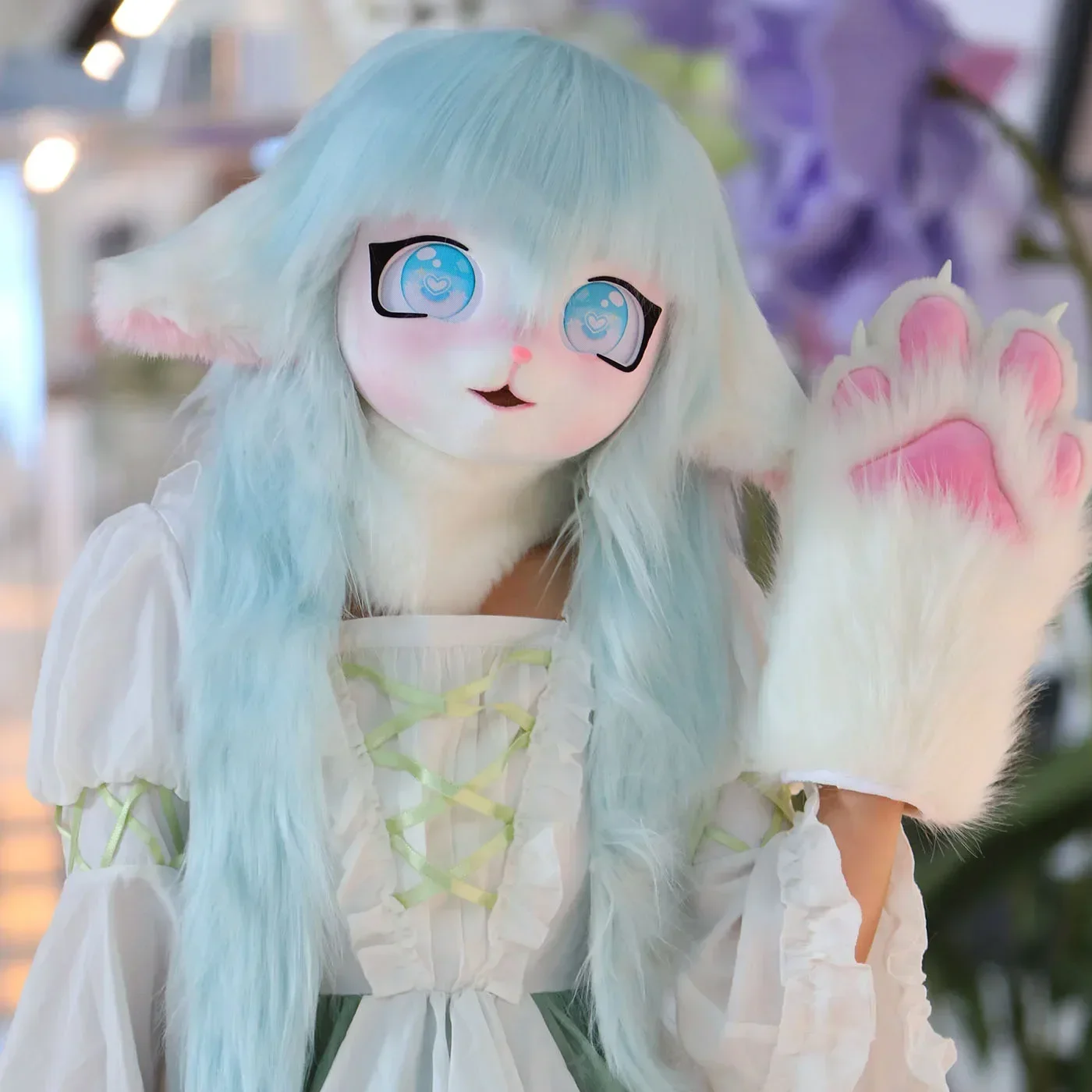 Kig Fursuit Kigurumi Headset Furry Cosplay Costume Animal Ear Rabbit Furry Mask Head Base Paw Comiket Cosplay perform Costume