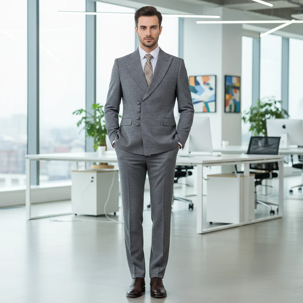 ST Cassy Elegant man suit for wedding peach Slim Fit Double