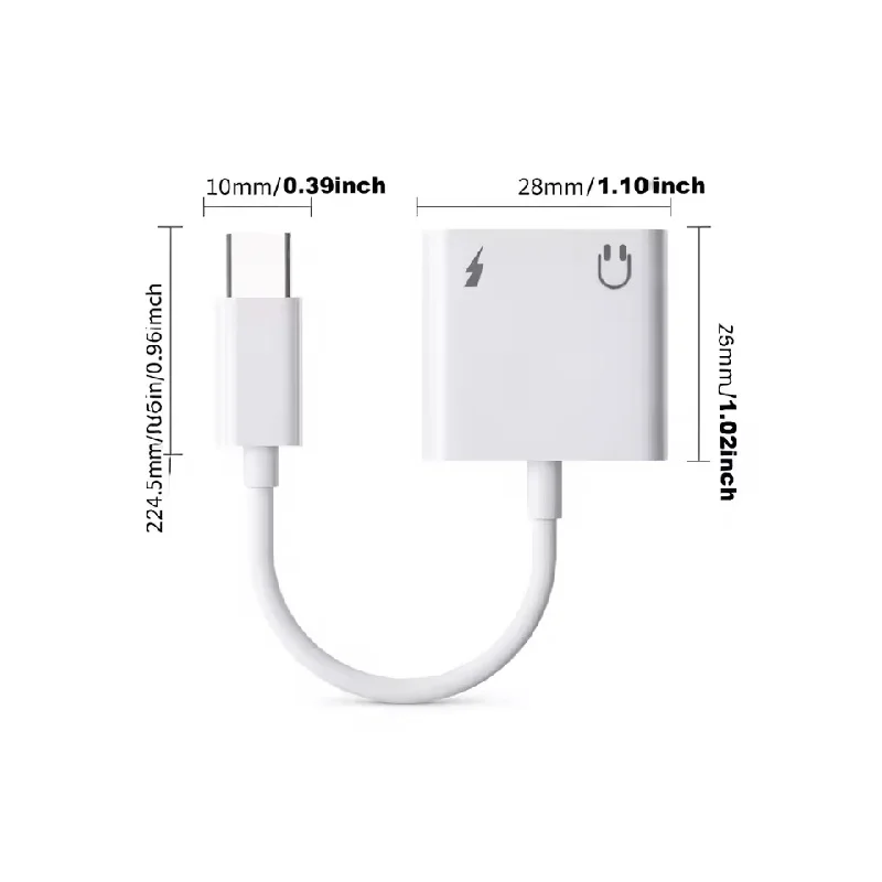 USB-C to 3.5mm Audio Aux Adapter - High-Fidelity Headphone Jack Dongle