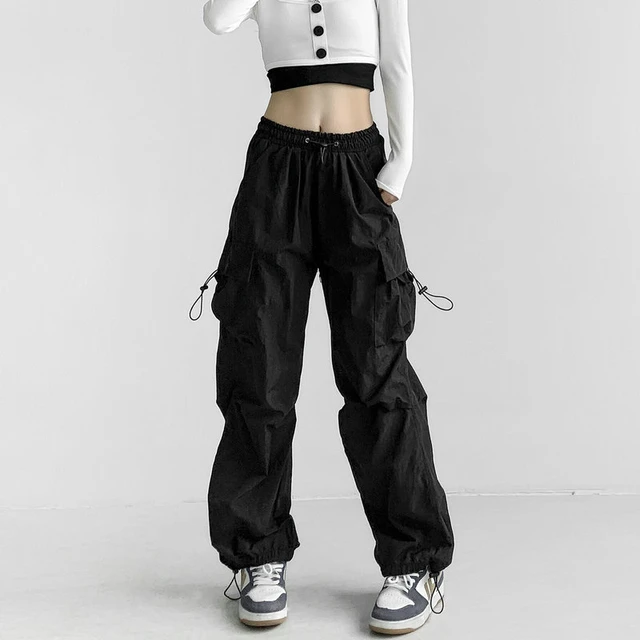 Women Girl Gothic Harajuku Cargo Pants Crop Top Casual Loose Cool