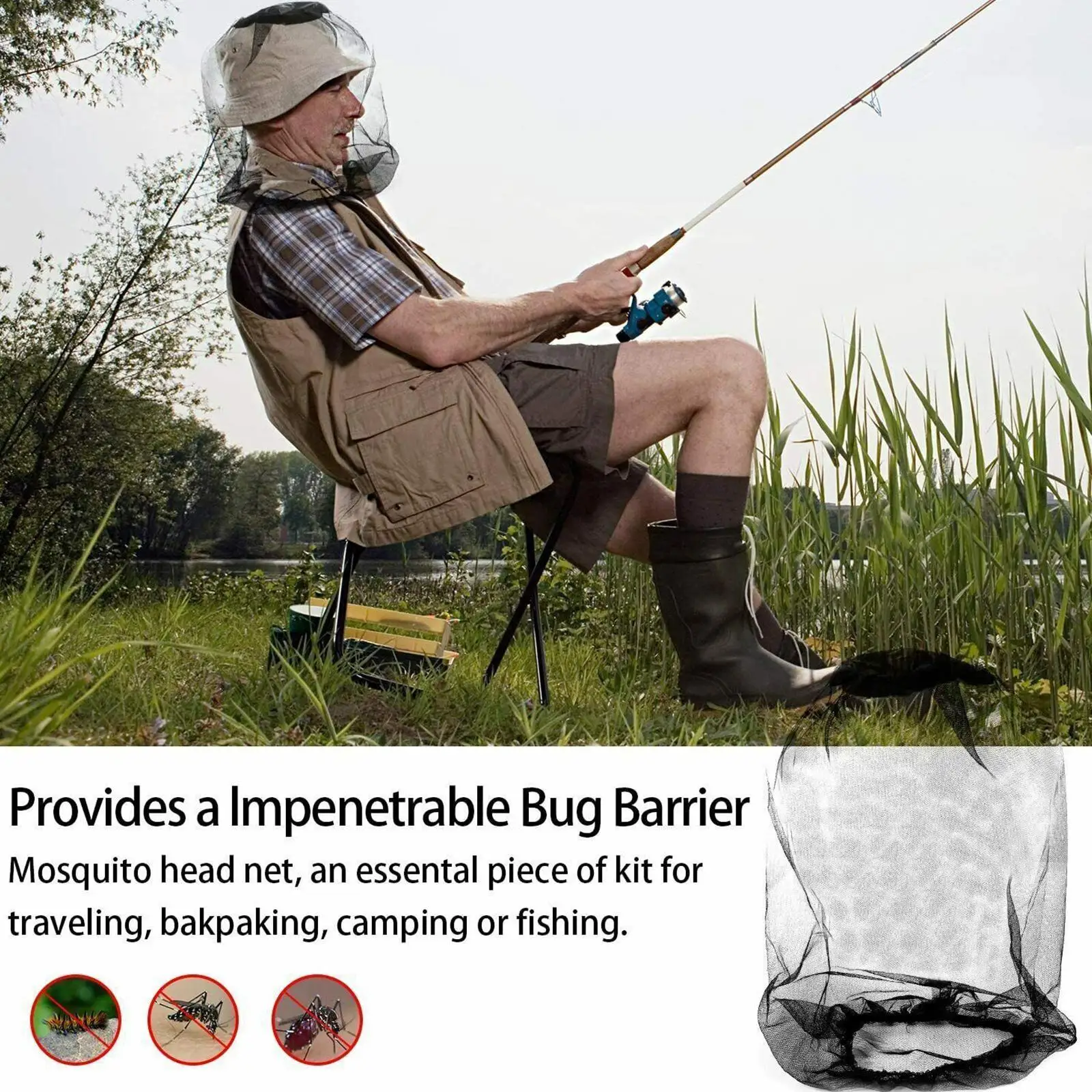 

Outdoor Fishing Cap Anti Mosquito Bee Insect Hat Bug Travel Net Face Supplies Garden Protector Mesh Hiking Hats Campin B3d2