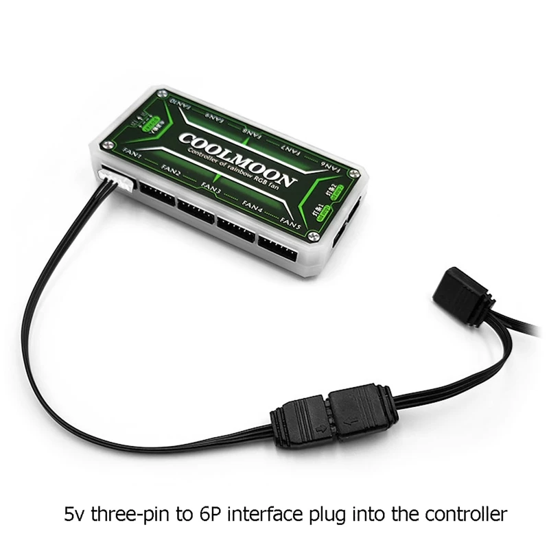 Fan Controller Adapter Cable 5V 3-pin To 6pin/ 4pin Converter 5V ARGB 3Pin to 4Pin 6Pin For Coolmoon Cool Moon Fans conversion cable adapter pwm fan expansion cable pwm fan cable