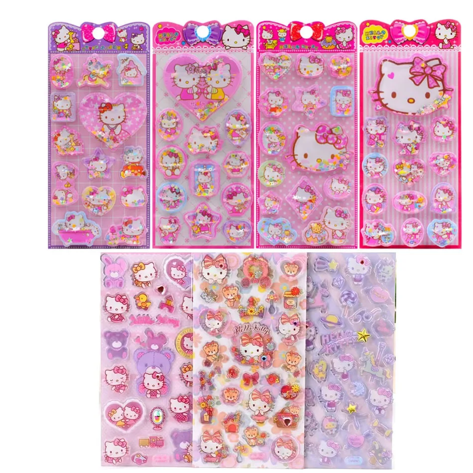 새로운 산리오 3D 입체 물결이 흔드는 냉장고, 헬로 키티 노트북/휴대폰 케이스 및 어린이용 스티커