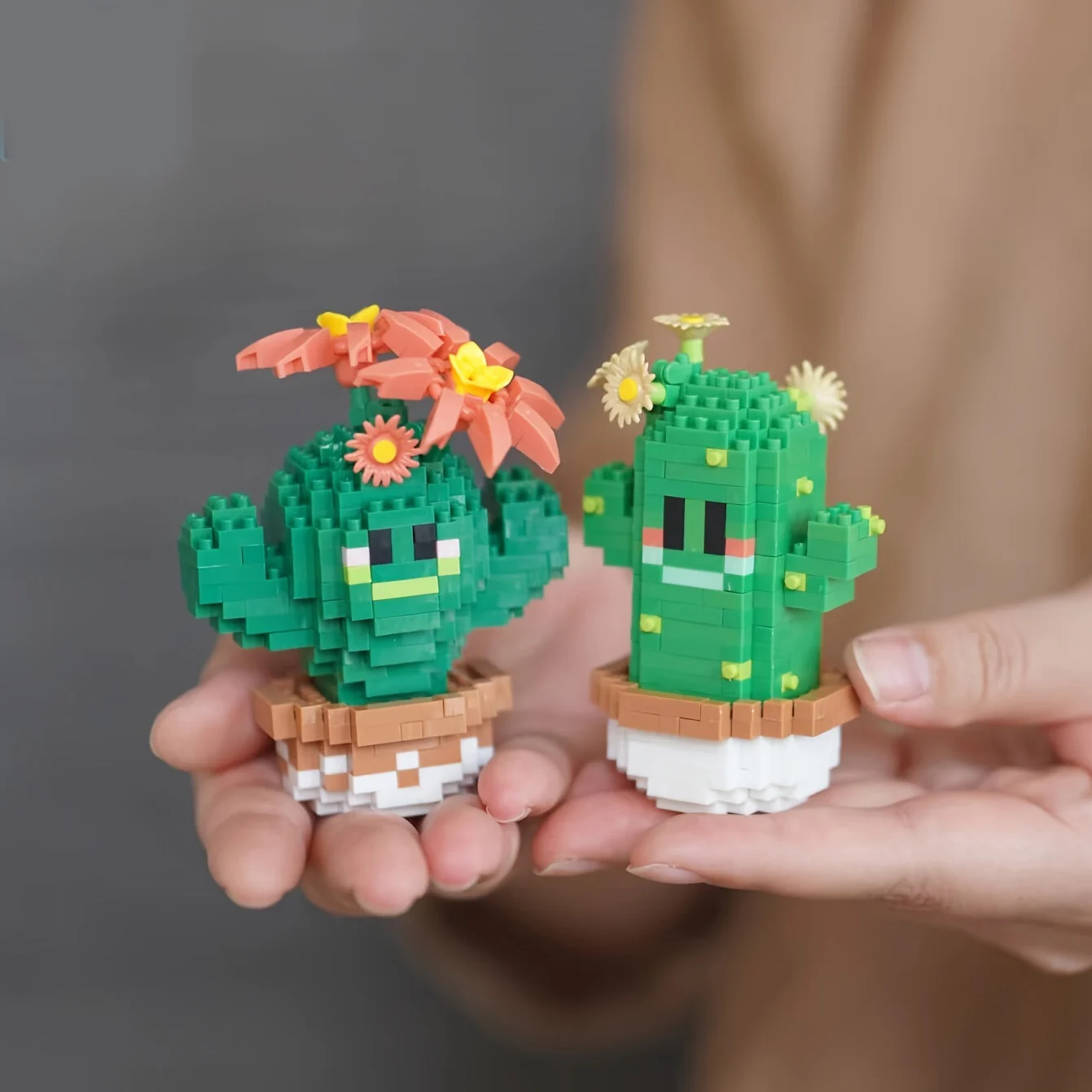 Cute cactus potted plant, building blocks, plant micro particle assembly model, children's DIY toy, Christmas gift 2