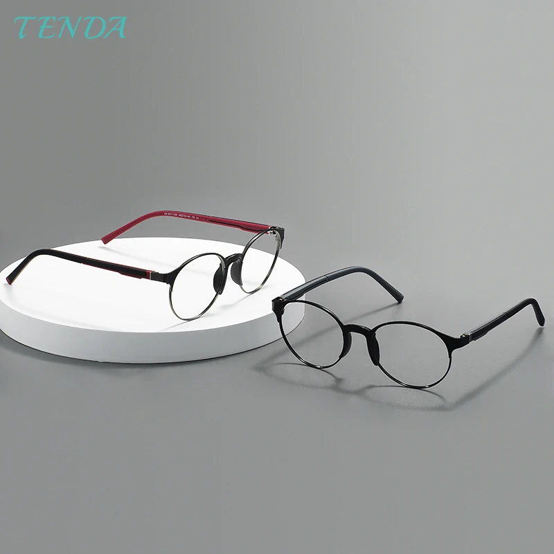 

Men and Women Small Size Round Full Rim Colorful Metal Spectacles With Spring Hinge For Prescription Lens