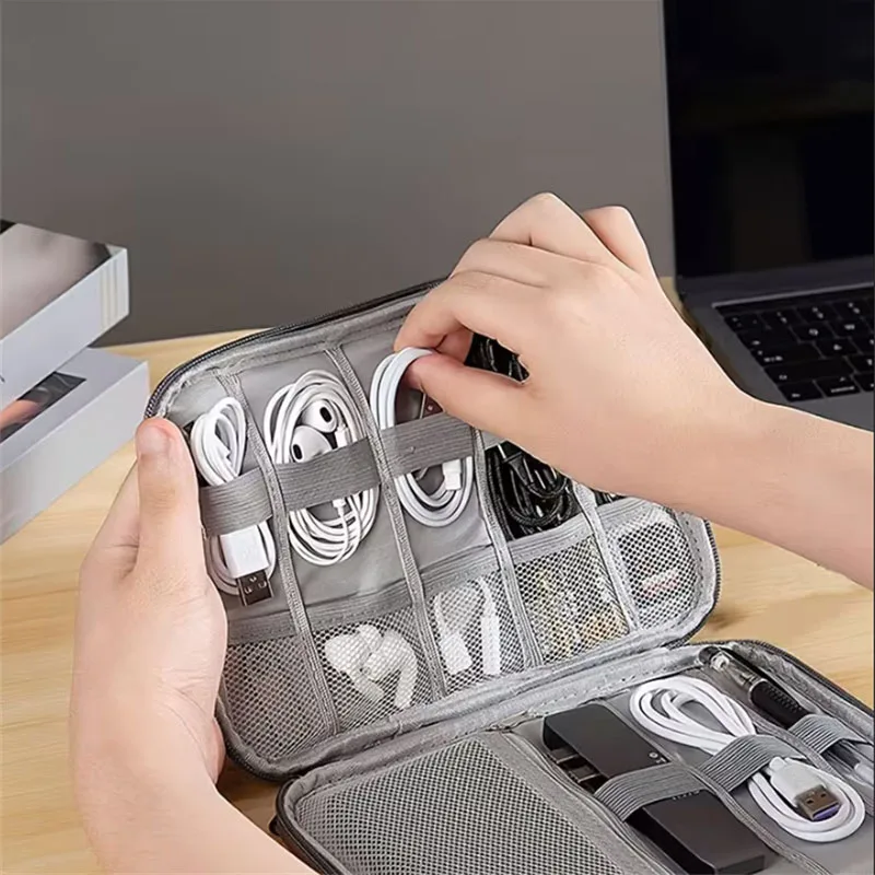 Compact Travel Tech Organizer - Multi-Pocket Storage Bag for Cables, Chargers & Memory Cards