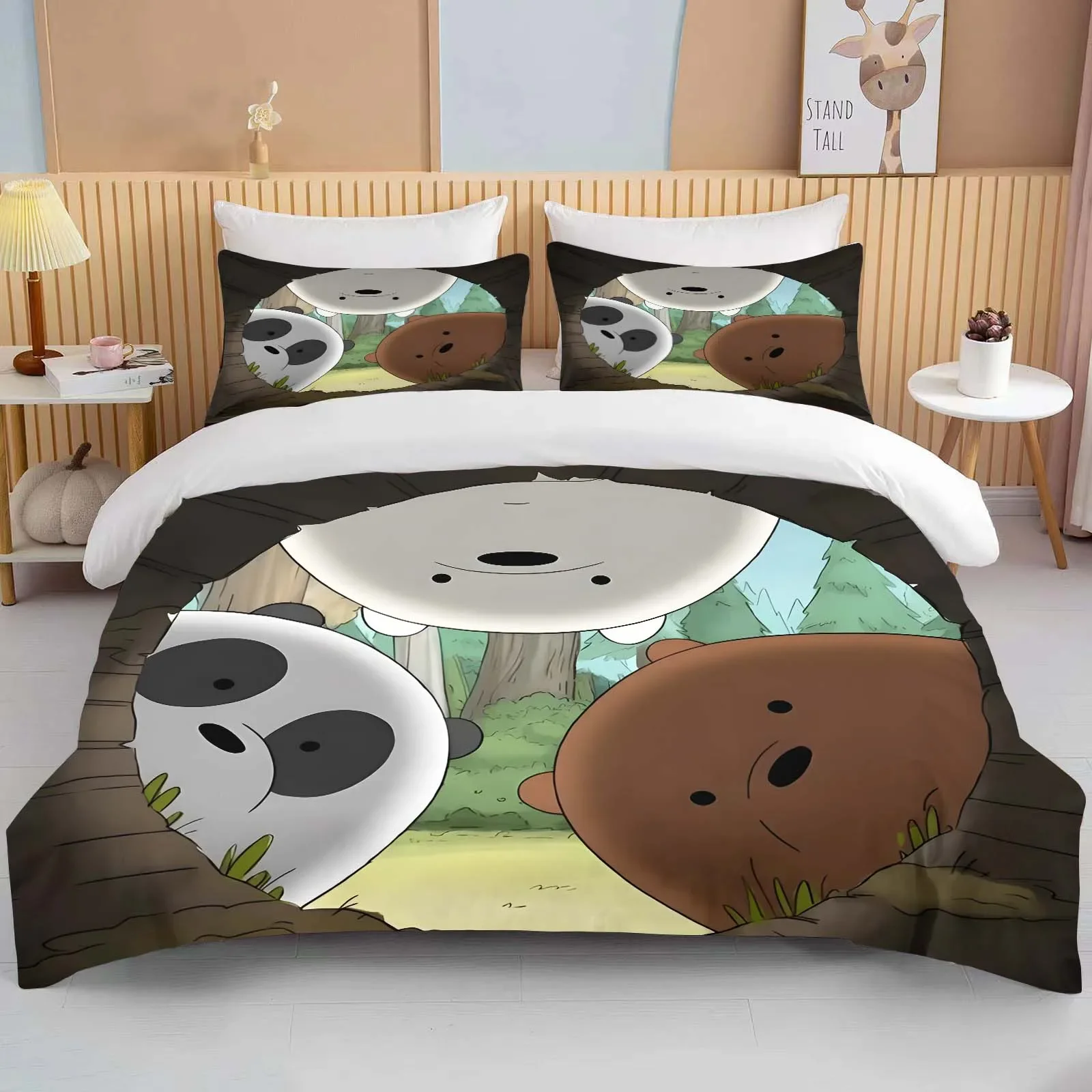 

Комплект постельного белья MINISO We ЛОС, 10 размеров, с принтом медведей, пододеяльник, одеяло, для взрослых, детей, подарок на день рождения, полный размер, королевский комплект постельного белья