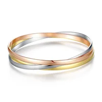 Three-in-one Bangles Stainless Steel Cuff Bracelets Triple Interlocked Bangle for Woman Girl Fashion Charm Jewelry 1