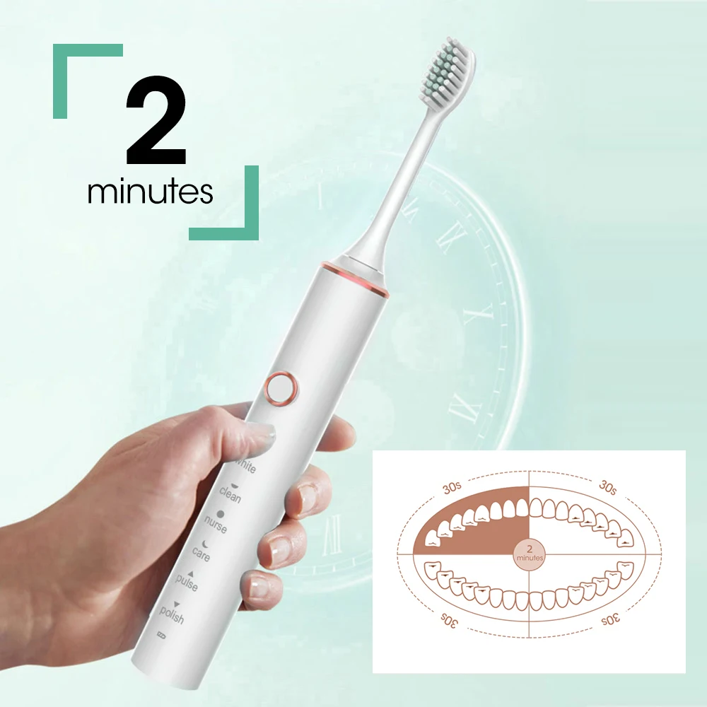 Sonic Electric Toothbrush Dental Tooth Whitening ipx7 Adult Timer Brush 18 Mode USB Vibrators travel clean brush head rotating