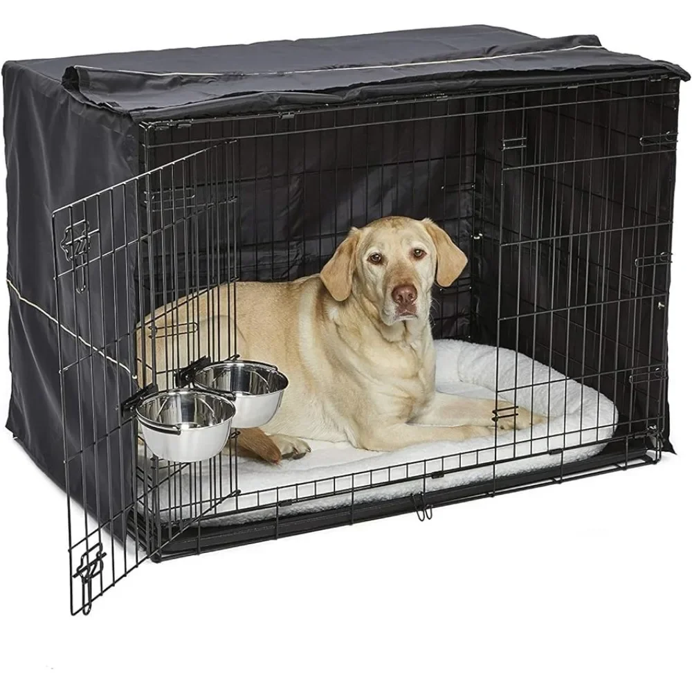 

Dog Crate Starter Kit Ideal for Large Dog Breeds (weighing 71 - 90 Pounds) Includes Crate With Cover, Pet Bed, 2 Dog Bowls
