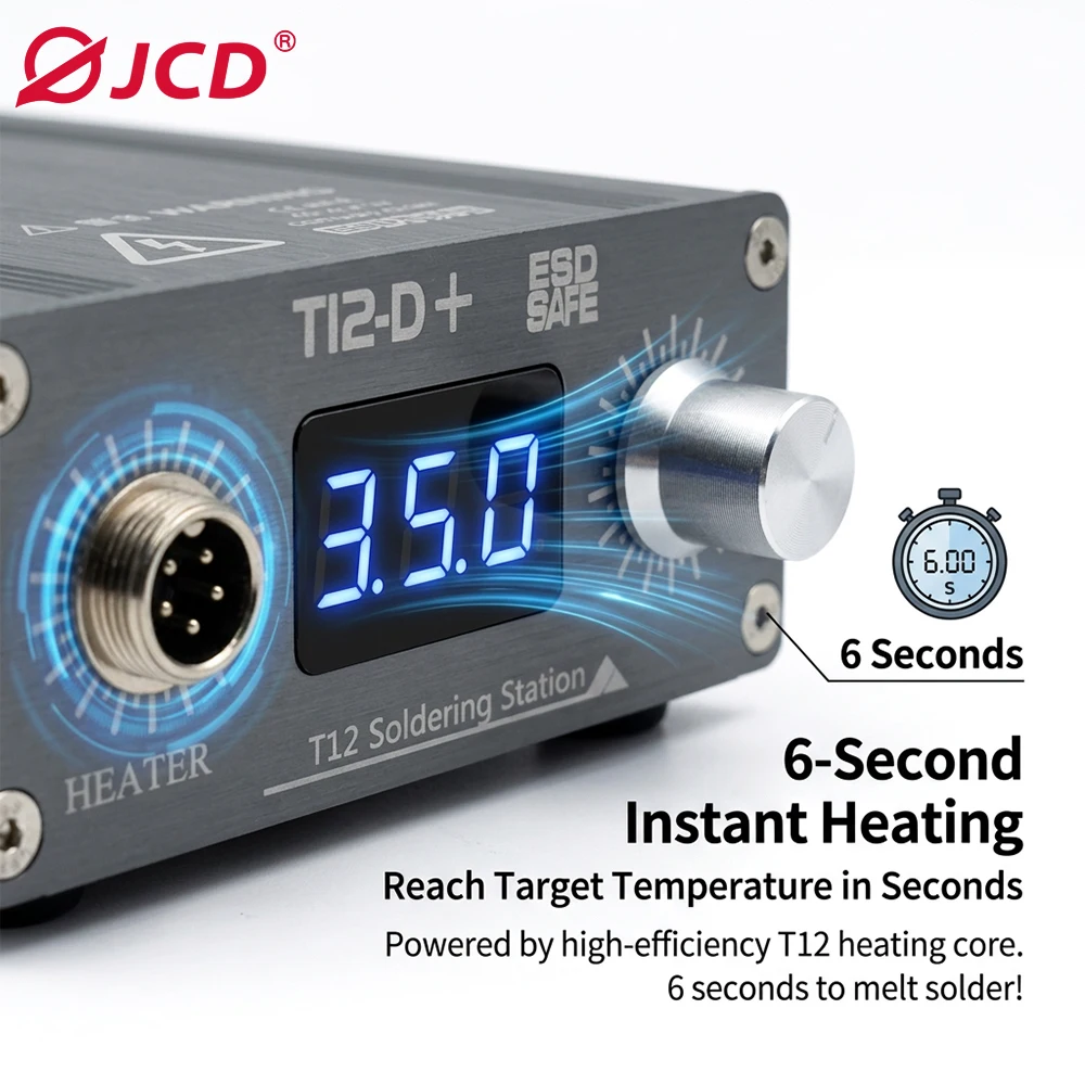 JCD T12-D+ 납땜 스테이션 75W LED 디스플레이 전자제품 수리용 조절 가능한 온도 정전기 방지 용접 인두 키트 PCB SMD
