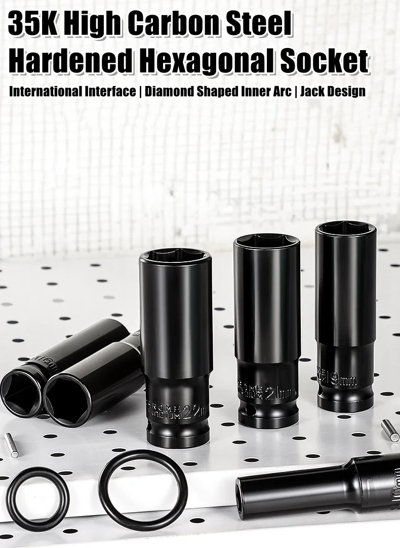 1/2" Antrieb Deep Impact Socket Drive Metric Wrench Socket Deep Impact Socket Pneumatischer Schraubenschlüsselkopf Reifenentfernungswerkzeuge – Detail 1
