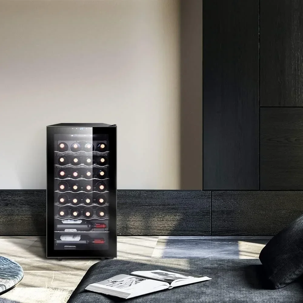 28 Bottle Compressor Wine Refrigerator, Small Freestanding Wine Fridge for Red, White and Champagne