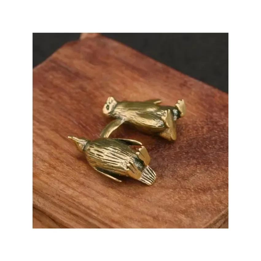 Marine Animal Cute Craft Collection Children Funny Brass Standing Little Penguin Statue Desktop Decorative Trinkets Creativity