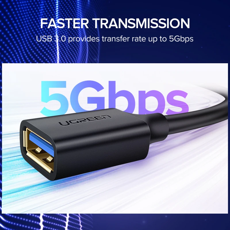 UGREEN USB Extension Cable USB 3.0 Cable for Smart Laptop PC TV Xbox One SSD USB 3.0 2.0 Extender Cord Mini Fast Speed Cable - 2