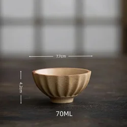 Japanese Style Handmade Stoneware Tea Cup - Ancient Quiet Road Design - 80ml (Petal Cup)