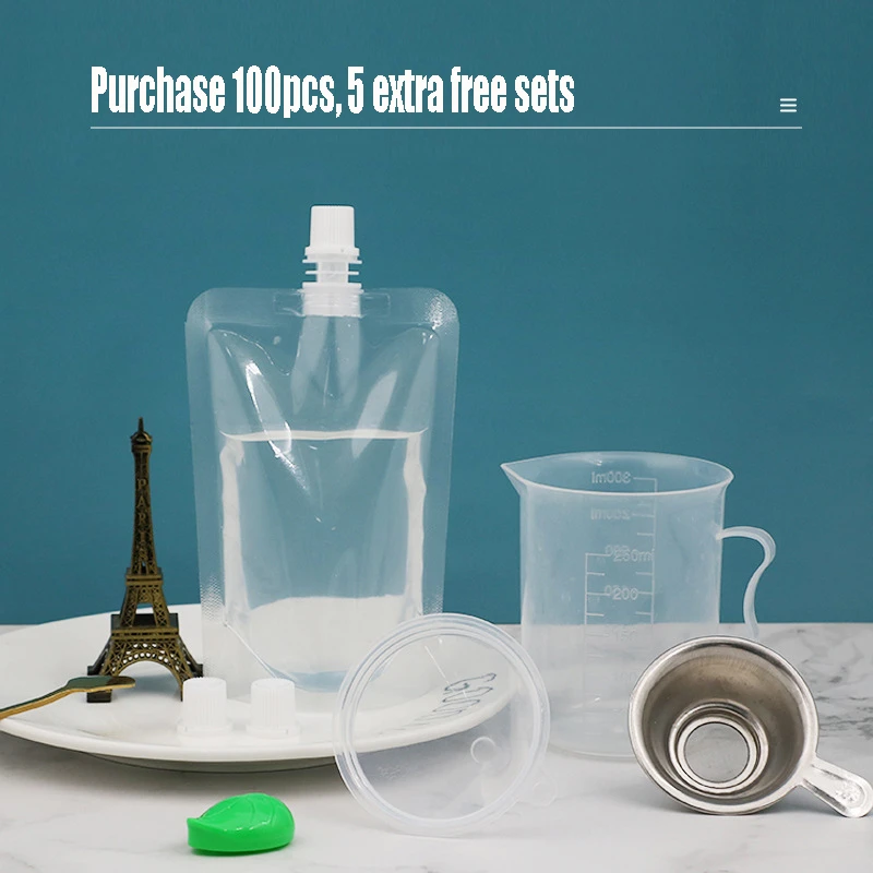 50pcs Clear PE Plastic Drink Bag Suction Pocket Beverage Party Juice Bag Environmental Protection Transparent Milk Liquid Bags 6