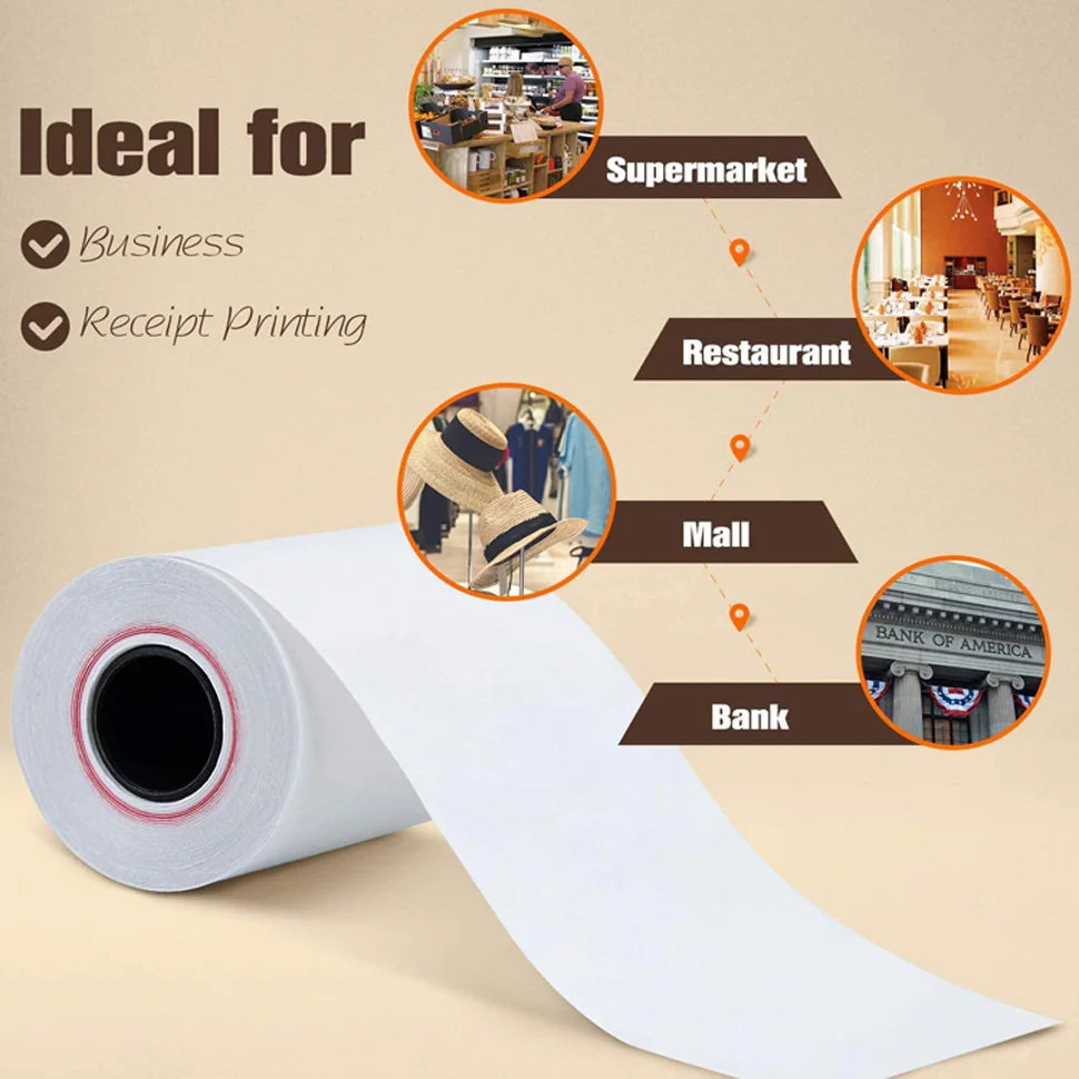 Thermal Paper Rolls Printing Paper Thermal Receipt for Cash register POS System 2 Rolls 18 Meter Length 48g Thin 80x40mm thermal cash register paper
