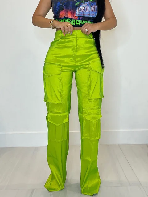 

Women's Pants Fashion Multi Pocket Front Safari Style Straight Jogger Y2k 2023 New Summer Zipper Fly Cargo Pants