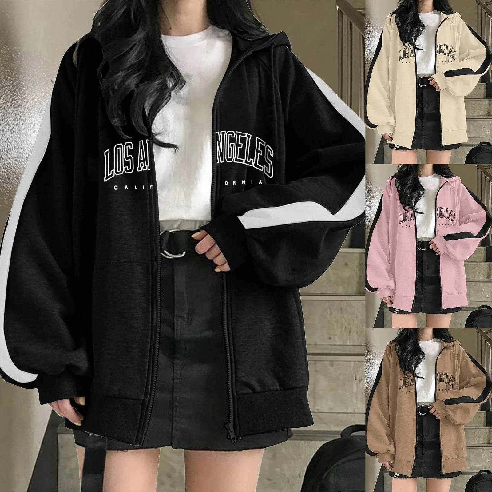 

Los Angeles Letter Zip Up Hoodie Women Y2k Sweatshirt Teen Jacket Zip Up Hoodie Women Cropped Zip Up Hoodie Women Plus Size