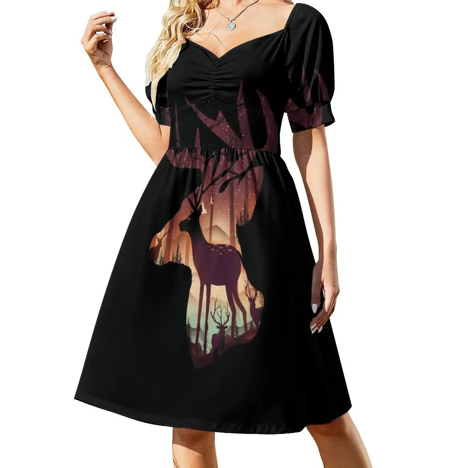 Vestido sin mangas de ciervo místico Vestidos casuales vestidos cortos vestidos de noche atrevidos para mujer Vestido
