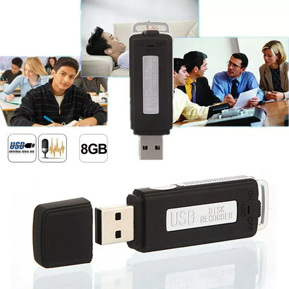 2 in 1 Mini USB Pen 8GB Key Chain Digital Audio Voice Recorder 384KBPS A Key Recording 70hours Recording usb voice recorder