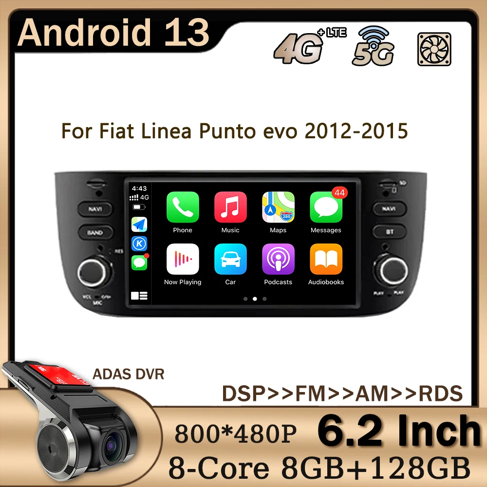 

6.2 Inch Touch Screen Android 13 for Fiat Linea Punto evo 2012-2015 Car Radio Multimedia Player GPS Carplay Stereo Video Audio