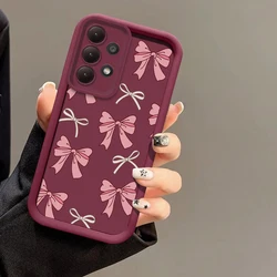 Elegant Pink Bow Knot Silicone Soft Phone Cover for Samsung M23 5G (Wine-red-677)