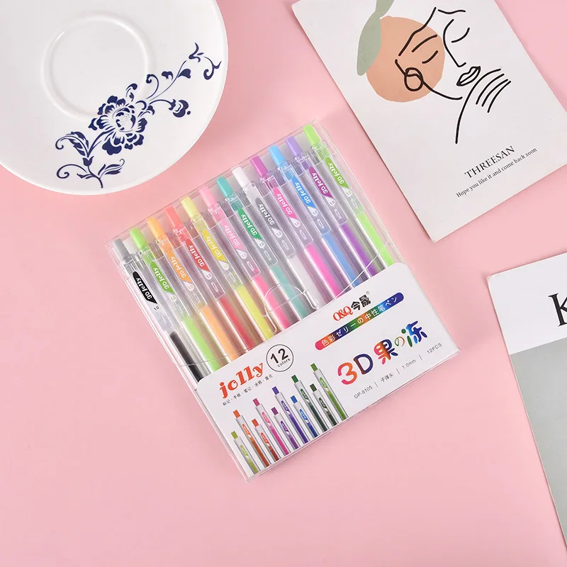3D Three-dimensional Jelly Pen Color Gel Pen Student Cute Pen DIY Multi-color Painting Pen Graffiti Ceramic Metal Glass Nail Pen 3