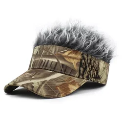 2023 Baseball Cap with Spiked Hairs Wig Baseball Hat with Spiked Wigs Men Women Casual Concise Sunshade Adjustable Sun Visor