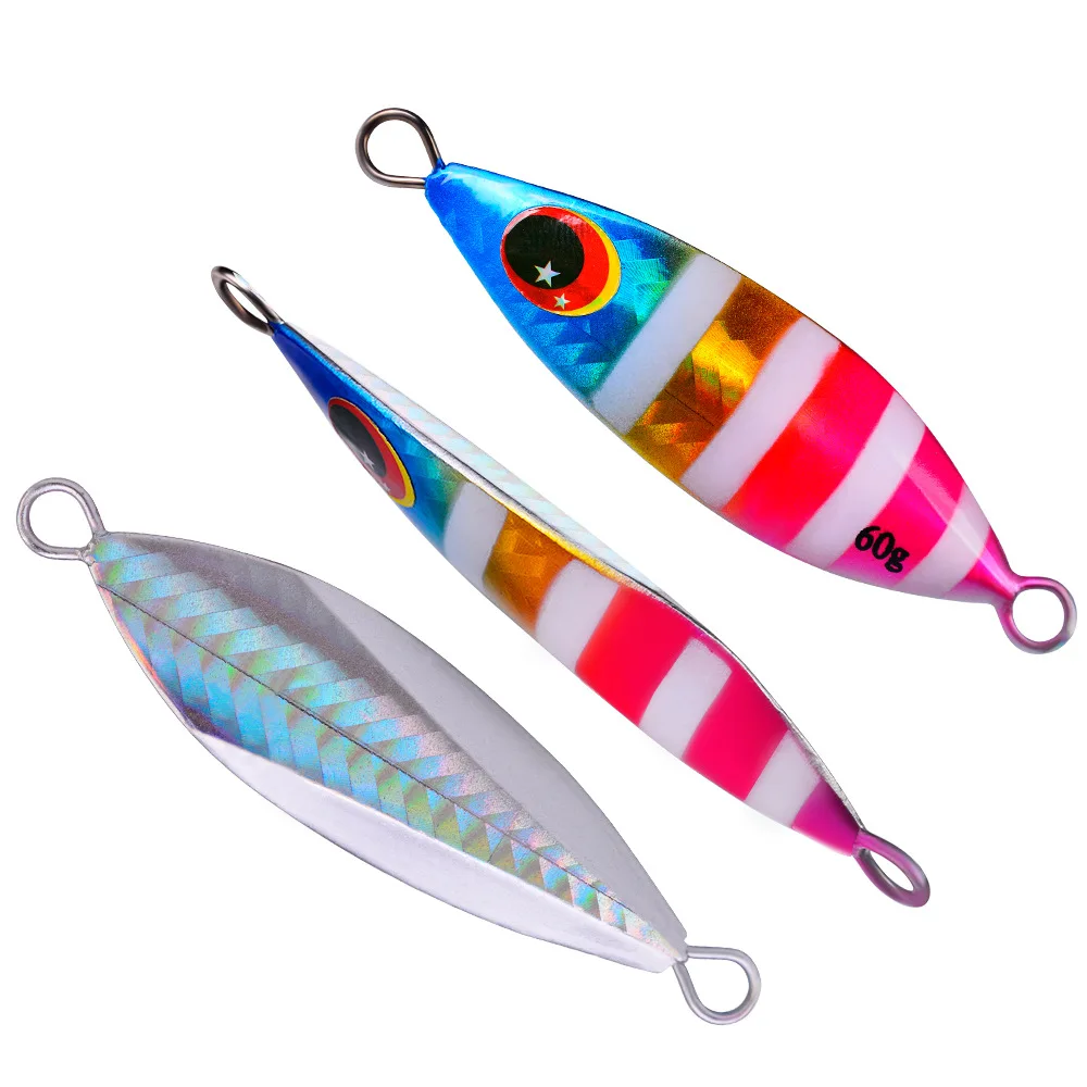 Big Jig Fishing Lure Weights 10g-60g Fishing Jigs Saltwater Lures Metal Bass Jig Isca Artificial Fake Fish Glitter Holographic 3
