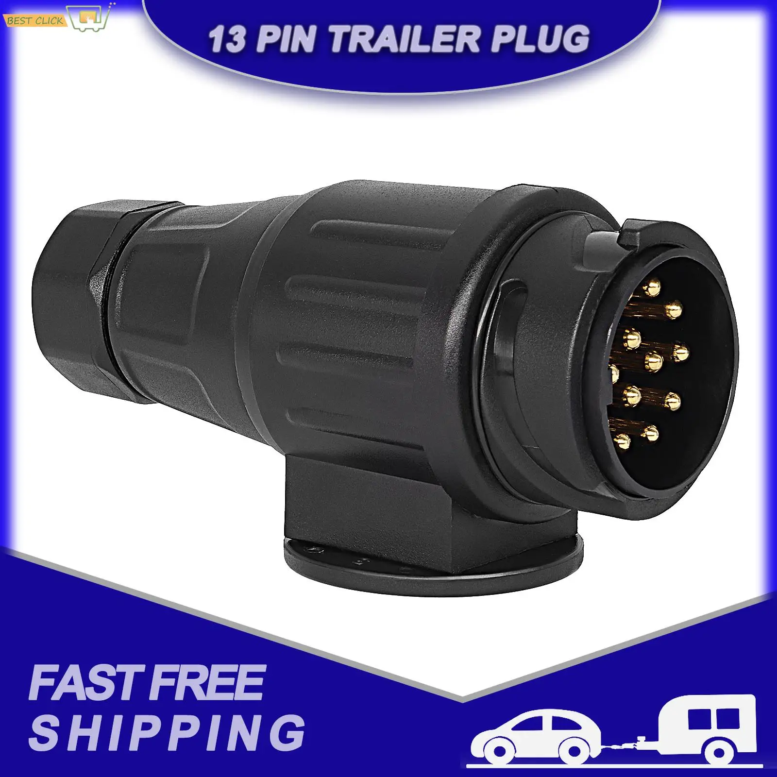 

12V 13 Pin Trailer Plug Durable 13 Pole Electrical Caravan Wiring Connector Towing Bar Socket Adapter Car Truck RV Accessories