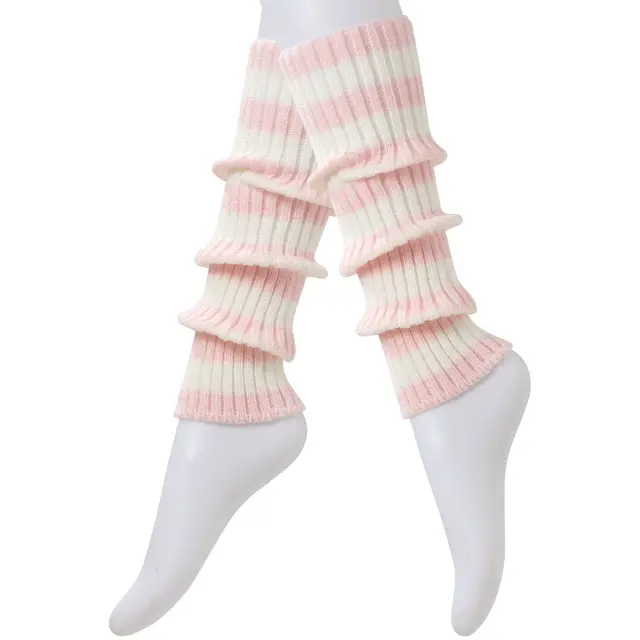 Intgoodluckycc 80s Striped Leg Warmers Socks for Women Kawaii Winter Chunky Knit Cotton Ankle Leg Warmer Socks for Ballet Dance 6