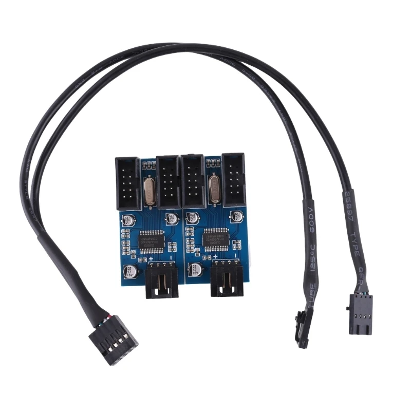 

9pin USB Header Male 1 to 2/4 Female Extension Cable Card Motherboard 9-Pin USB DropShipping