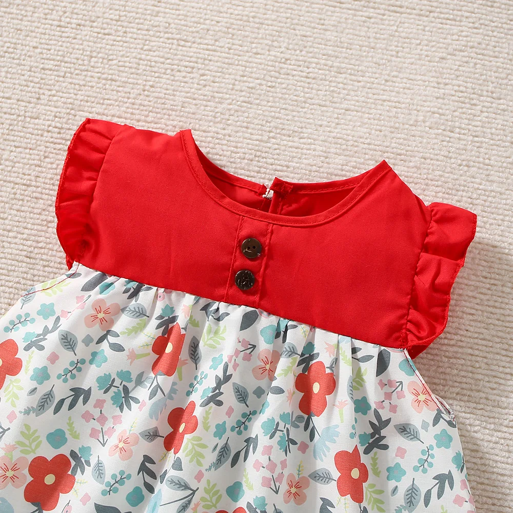 Summer Baby Girl Floral Dress Girl Sleeveless Pure Cotton Newborn Birthday Dress Comes with Sun Hat girls dress baby girl dress