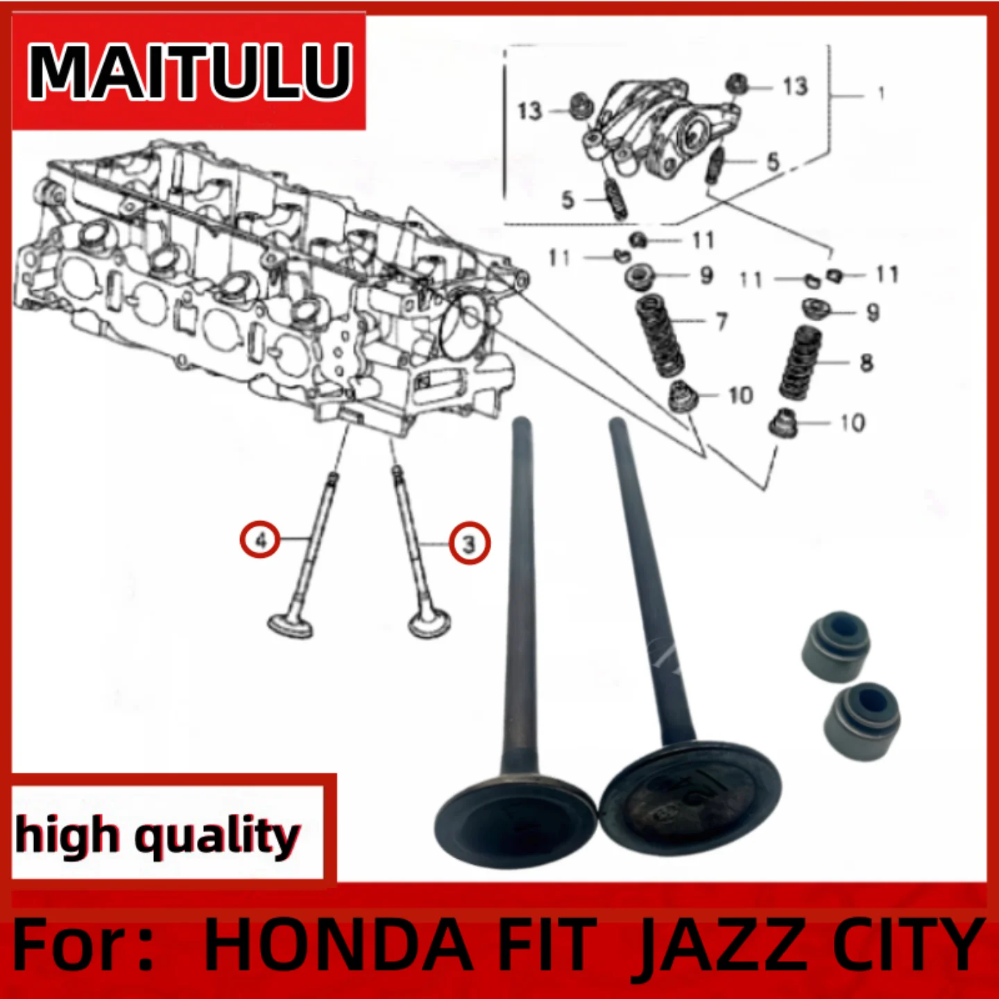 automobile Intake Valve and Exhaust Valves Set Fit For HONDA FIT JAZZ ...